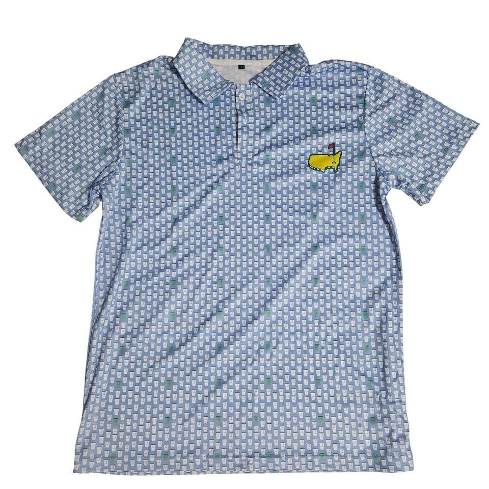 Masters Golf Tournament Polo Shirt Mens Large Blue Green White Cup